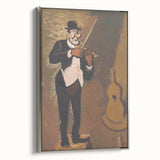 Vintage Performer Wall Art - Whimsical Clown Playing Violin in Warm Tones