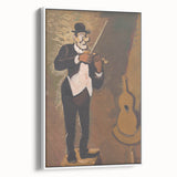 Vintage Performer Wall Art - Whimsical Clown Playing Violin in Warm Tones