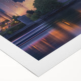 Rolled canvas artwork showcasing a picturesque landscape with a majestic castle surrounded by lush greenery, elegantly presented in a protective cardboard tube for easy storage and display. Perfect for enhancing home decor with a touch of classic elegance.