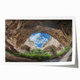 Stunning rolled canvas print showcasing a vibrant landscape scene with intricate cave formations in rich earth tones, ideal for home decor and art enthusiasts.