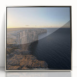 Framed acrylic artwork showcasing a stunning landscape of cliffs, featuring vibrant colors and intricate details, perfect for enhancing modern home decor.