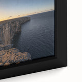 Vibrant close-up of a framed canvas artwork depicting dramatic cliffs and landscapes, showcasing rich colors and intricate textures, ideal for home decor.