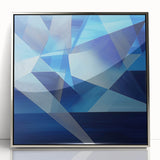 Blue Geometric Wall Art – Modern Abstract Canvas for Living Room