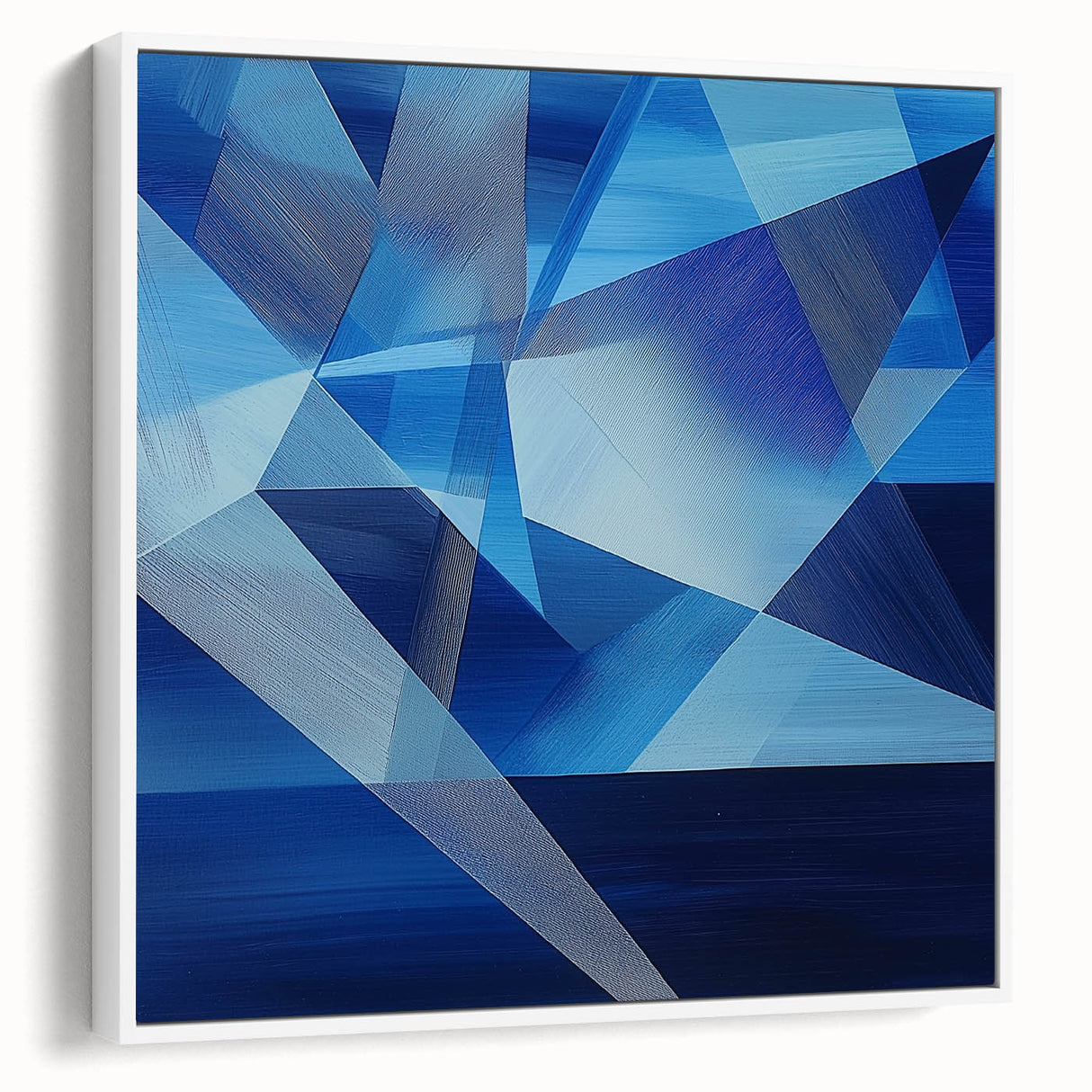 Blue Geometric Wall Art – Modern Abstract Canvas for Living Room