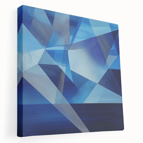 Blue Geometric Wall Art – Modern Abstract Canvas for Living Room