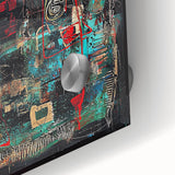 Abstract Office Wall Art - Bold Teal, Black & Red Corporate Print