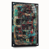 Abstract Office Wall Art - Bold Teal, Black & Red Corporate Print