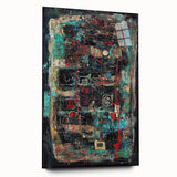 Abstract Office Wall Art - Bold Teal, Black & Red Corporate Print