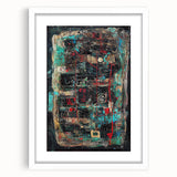 Abstract Office Wall Art - Bold Teal, Black & Red Corporate Print