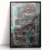 Abstract Office Wall Art - Bold Teal, Black & Red Corporate Print