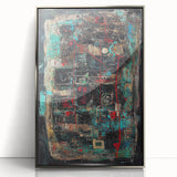 Abstract Office Wall Art - Bold Teal, Black & Red Corporate Print