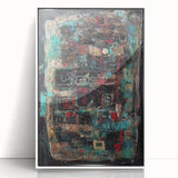 Abstract Office Wall Art - Bold Teal, Black & Red Corporate Print