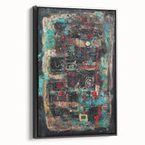 Abstract Office Wall Art - Bold Teal, Black & Red Corporate Print