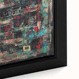 Abstract Office Wall Art - Bold Teal, Black & Red Corporate Print