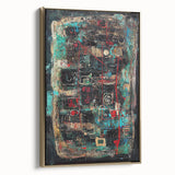 Abstract Office Wall Art - Bold Teal, Black & Red Corporate Print