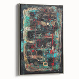 Abstract Office Wall Art - Bold Teal, Black & Red Corporate Print