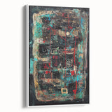 Abstract Office Wall Art - Bold Teal, Black & Red Corporate Print