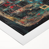 Abstract Office Wall Art - Bold Teal, Black & Red Corporate Print