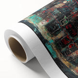 Abstract Office Wall Art - Bold Teal, Black & Red Corporate Print