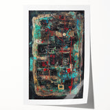 Abstract Office Wall Art - Bold Teal, Black & Red Corporate Print
