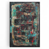 Abstract Office Wall Art - Bold Teal, Black & Red Corporate Print