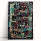 Abstract Office Wall Art - Bold Teal, Black & Red Corporate Print