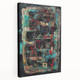 Abstract Office Wall Art - Bold Teal, Black & Red Corporate Print
