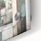 Abstract architectural wall art design featuring vibrant colors and intricate geometric patterns, printed on acrylic glass, showcasing a modern aesthetic.