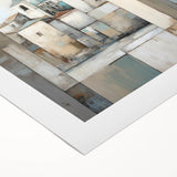 Abstract architecture wall art on rolled canvas showcasing geometric shapes and vibrant colors, ideal for modern home decor. Packaged securely in a sturdy tube for protection during delivery.