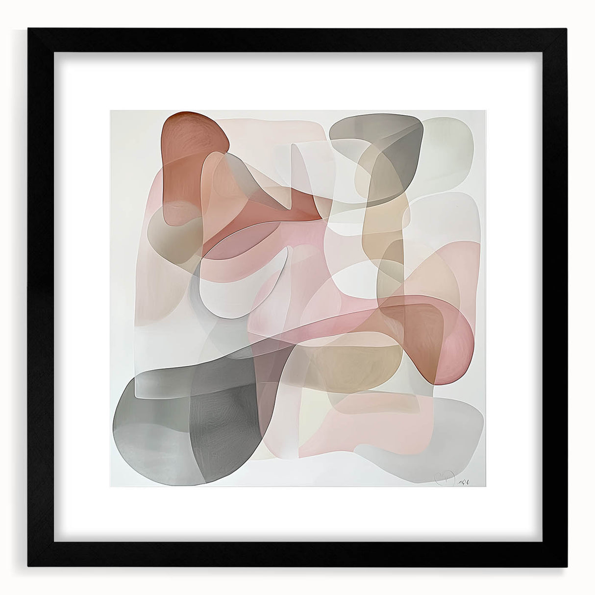 Abstract geometric frame showcasing a sleek black mat, perfect for enhancing modern decor. Ideal for displaying artwork or photographs in contemporary settings.
