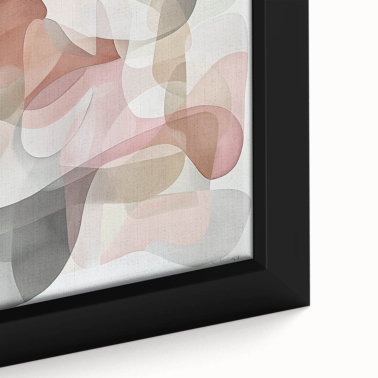 Close-up of an abstract geometric framed canvas featuring vibrant colors and intricate patterns, perfect for modern home decor or artistic display.