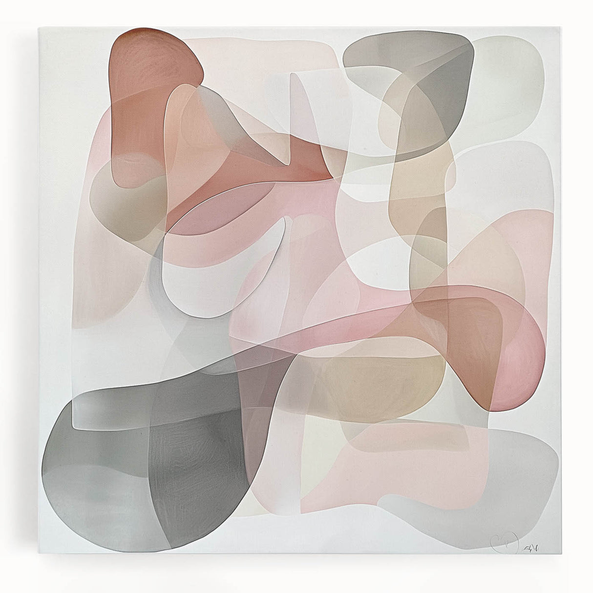 Abstract geometric stretched canvas artwork showcasing vibrant colors and intricate shapes, perfect for modern home decor, enhancing artistic ambiance in living spaces.