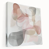 Abstract geometric stretched canvas artwork showcasing vibrant blue, yellow, and white shapes, ideal for modern home decor and artistic statement pieces.