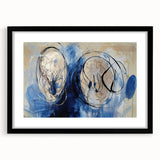 Black-framed abstract art print showcasing vibrant splatters against a white background, designed for modern home decor. Ideal for enhancing stylish interiors.