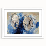Abstract splatter art frame with a white mat, showcasing vibrant colors and dynamic patterns, perfect for modern home decor or gallery display.