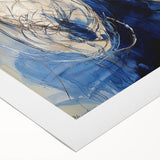 Colorful abstract splatter design on rolled canvas, showcasing vibrant hues of blue, yellow, and red, ideal for modern home decor. Packaged securely in a cardboard tube for safe delivery.