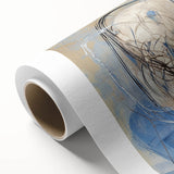 Abstract splatter art on rolled canvas showcasing vibrant colors and dynamic patterns, ideal for modern home decor. Packaged in a protective cardboard tube for safe delivery.