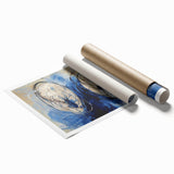 Abstract splatter artwork in vibrant colors, showcasing dynamic shapes and textures, printed on high-quality canvas, rolled for easy display and shipping.