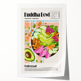 Extra large rolled print featuring an array of colorful food dishes, ideal for dining room wall art.