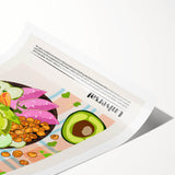 Extra large rolled print featuring line art flowers in black on white, ideal for large living room wall art.