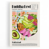 Black and white stretched canvas featuring an array of illustrated food dishes, ideal for kitchen wall art.