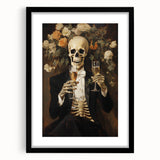 Spooky Wall Art - Elegant Skeleton Champagne Halloween Canvas