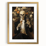 Spooky Wall Art - Elegant Skeleton Champagne Halloween Canvas