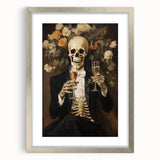 Spooky Wall Art - Elegant Skeleton Champagne Halloween Canvas