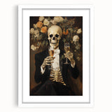 Spooky Wall Art - Elegant Skeleton Champagne Halloween Canvas