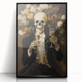 Spooky Wall Art - Elegant Skeleton Champagne Halloween Canvas