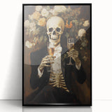 Spooky Wall Art - Elegant Skeleton Champagne Halloween Canvas