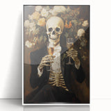 Spooky Wall Art - Elegant Skeleton Champagne Halloween Canvas