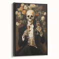 Spooky Wall Art - Elegant Skeleton Champagne Halloween Canvas