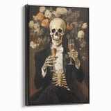 Spooky Wall Art - Elegant Skeleton Champagne Halloween Canvas